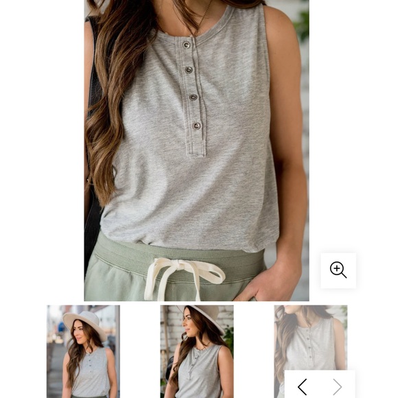 Gray Henley button tank - Picture 4 of 5